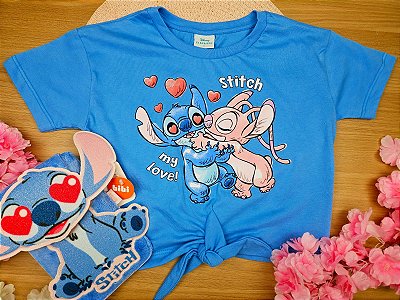 Blusa Stitch Disney 100% Algodão Azul Fakini