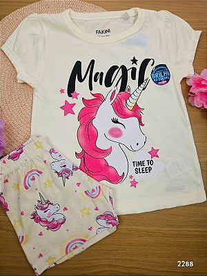 Pijama Unicórnio 100% Algodão Fakini
