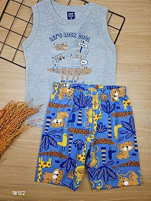 Conjunto Regata e Bermuda Cinza Bee Loop