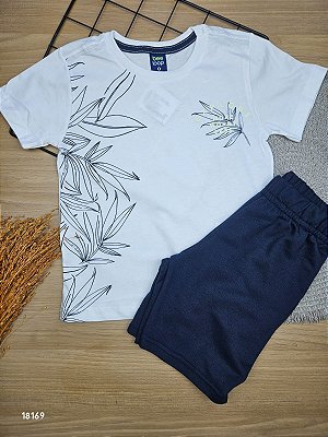 Conjunto Blusa e Short em Moletom Sem Felpa Branco Bee Loop