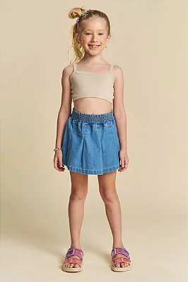 Top em Cotton Kukiê Infantil Menina Bege