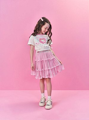 Conjunto Blusa e Saia Rosa Iogurte Cinti