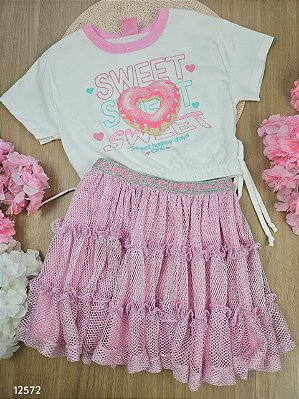 Conjunto Blusa e Saia Rosa Iogurte Cinti
