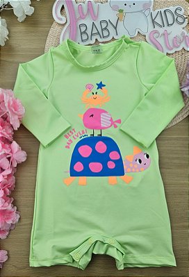 Macaquinho Manga Longa em Malha UV Verde Up Baby