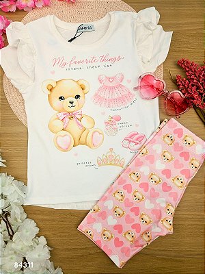 Conjunto de Blusa Alongada em Meia Malha e Biker em Molecotton Infanti Infantil Menina