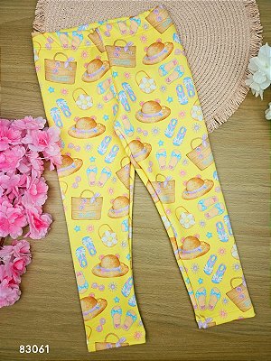 Calça Legging em Fly Tech Kukiê Infantil Amarela Menina