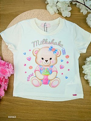 Blusa Ursinha em Meia Malha Kukiê Infantil Menina