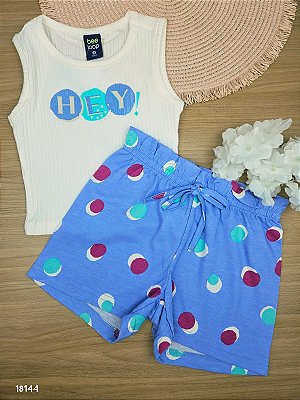 Conjunto Blusa Ribana e Short Meia Malha Natural Bee Loop