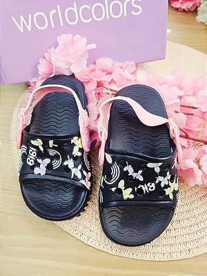 CHINELO SUN SLIDE SINTETICO MARINHO/IOGURTE/ESTAMPADO BIBI