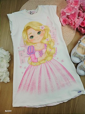 Vestido em Molecotton Rapunzel Kukiê Infantil Menina