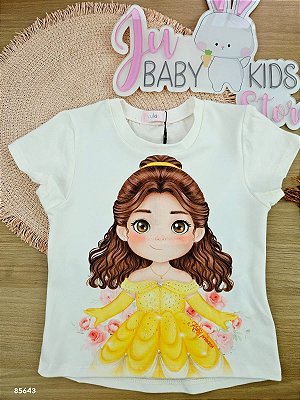 Blusa em Meia Malha Princesa Bela Kukiê Infantil Menina
