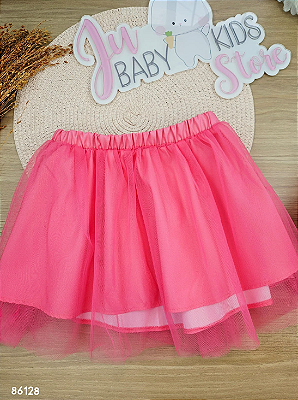 Saia em Tule Rosa Kukiê Infantil Menina