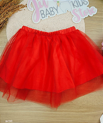 Saia em Tule Vermelho Kukiê Infantil Menina