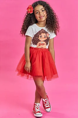 Saia em Tule Vermelho Kukiê Infantil Menina