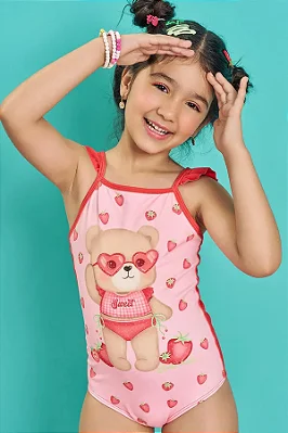Maiô em Malha com Proteção UV50+ Kukiê Infantil Menina