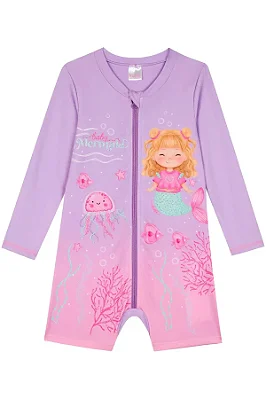 Macacão em Malha com Proteção UV50+ Kukiê Bebê Menina