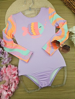 Maiô em Malha com Proteção UV50+ Kukiê Bebê Menina