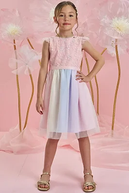 Vestido em Tule Bordado Garden Infanti Infantil Menina
