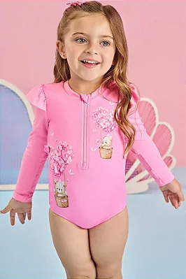 Maiô em Malha UV Dry com Proteção UV 50+ Infanti Bebê Menina