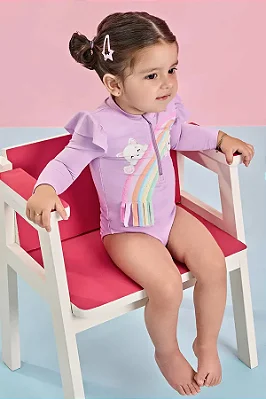 Maiô em Malha UV Dry com Proteção UV 50+ Infanti Bebê Menina