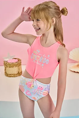 Maiô Reversível em Malha Uv Dry com Proteção Uv 50+ Infanti Infantil Menina