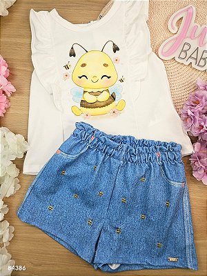 Conjunto de bata em malha power com shorts em molecotton Infanti