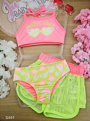 BIQUINI TOP, CALCINHA E SHORTS ROSA CINTI
