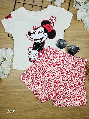 Conjunto Blusa e Short Minnie Disney Fakini
