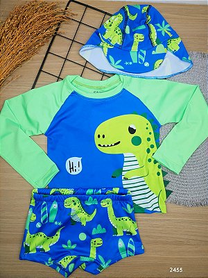 Conjunto Blusa, Sunga e Chapéu Moda Praia Com Proteção UV Fakini