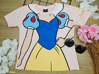 Blusa Branca de Neve Disney 100% Algodão Fakini