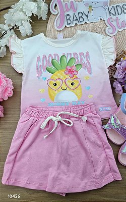 CONJ BLUSA E SHORTS/SAIA 01 NATURAL/RS IOGURTE Cinti