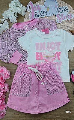 CONJUNTO BLUSA,SHORTS/SAIA,JAQUETA 02I NAT/RS IOGUR/LL CINTI