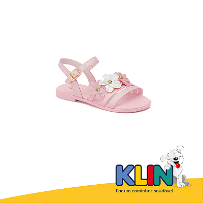 Sandália Florzinhas Rosa Klin