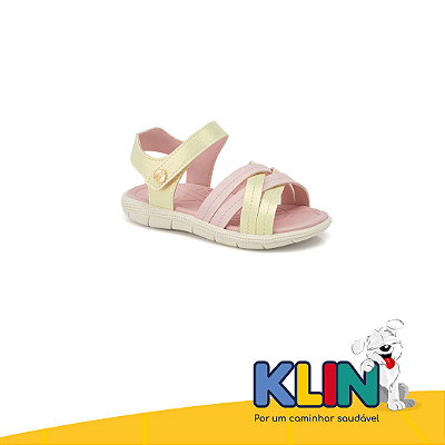 Sandália Tic Tac Casual Amarelo e Rosa Klin