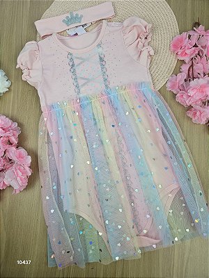 Vestido Body com Tule Acompanha Faixa Cinti
