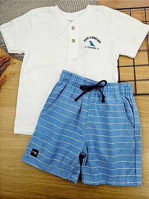 CONJUNTO CAMISETA MALHA BERMUDA TECIDO Quimby