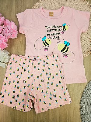 Pijama Blusa e Short em Suedine Abelhinha Up Baby