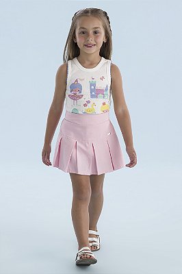 Short Saia Verão Rosa Mon Sucré