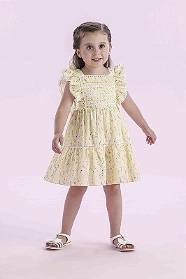 Vestido de Cambraia Algodão Flores Petit Cherie