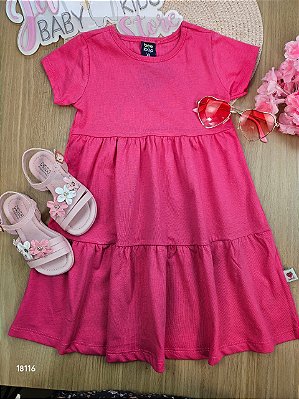 VESTIDO MANGA CURTA EM MEIA MALHA Rosa Bee Loop