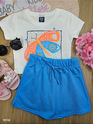 CONJUNTO BLUSA MALHA E SHORT-SAIA EM MOLETOM Bee Loop