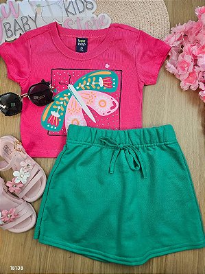 CONJUNTO BLUSA MALHA E SHORT-SAIA EM MOLETOM Bee Loop