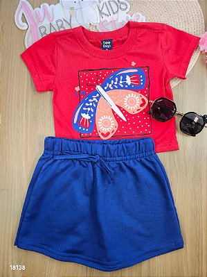 CONJUNTO BLUSA MALHA E SHORT-SAIA EM MOLETOM Bee Loop