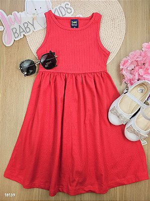 VESTIDO REGATA EM MEIA MALHA E RIBANA CANELADA Vermelho Bee Loop