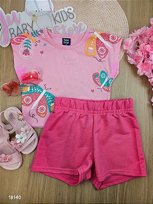 CONJUNTO BLUSA MALHA E BERMUDA EM MOLETOM Bee Loop