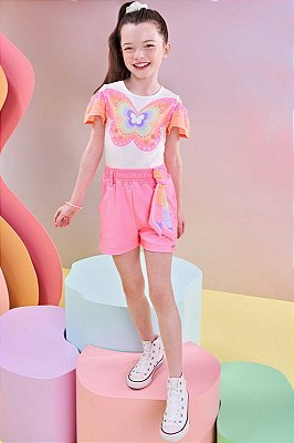 Conjunto de Blusa em Malha Power e Shorts em Moletom Sem Pelúcia Infanti
