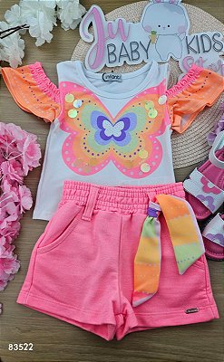 Conjunto de Blusa em Malha Power e Shorts em Moletom Sem Pelúcia Infanti