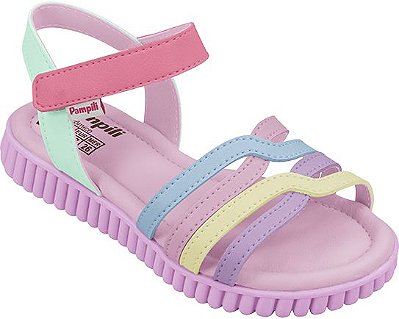 Sandalia Infantil Pampili Candy Fecho com Adesivo Colorido