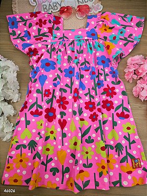 VESTIDO EM COTTON FLORAL Up Baby
