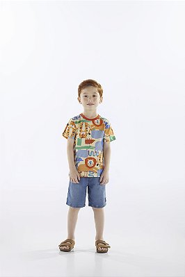 CAMISETA MANGA CURTA EM MEIA MALHA Safari Up Baby
